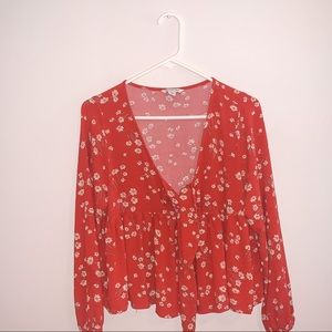 American eagle floral tie top